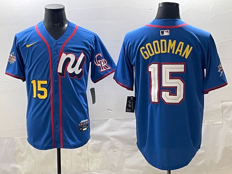 Men 2025 Colorado Rockies #15 Goodman Blue All star Nike MLB Jersey style 06->colorado rockies->MLB Jersey